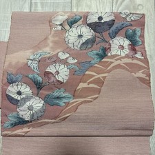 Kimono Obi Seda Rosa com Padrão Tsuji, Flores Tecidas, Estado Vintage comprar usado  Enviando para Brazil