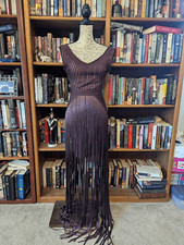 Novo em folha Wow Couture Gold Label feminino pequeno roxo franja vestido de festa joelho comprar usado  Enviando para Brazil