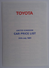 Toyota price list for sale  BOURNEMOUTH