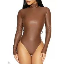 Body de manga comprida novo sem etiquetas guarda-roupa nu marrom chocolate pescoço falso médio comprar usado  Enviando para Brazil
