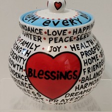 Jarro Blessings com tampa, por cerâmica "Nosso nome é lama", pintado à mão, em excelente estado usado comprar usado  Enviando para Brazil