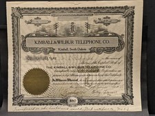 Kimball and Wilbur Phone Co Kimball South Dakota 1908 certificado compartido segunda mano  Embacar hacia Mexico