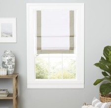 Sombra romana 100% blackout sem fio branca com listras de borda cinza 27 x 64" comprar usado  Enviando para Brazil