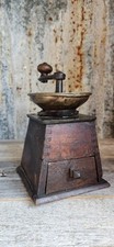 Moedor de café antigo americano antigo – caixa de madeira cauda de pombo com tremonha de latão comprar usado  Enviando para Brazil