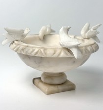 Banho de pássaro de mármore alabastro vintage 4 pássaros esculpidos à mão Itália MCM escultura em pedra comprar usado  Enviando para Brazil