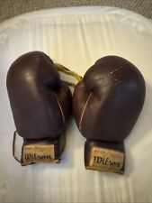 Luvas de boxe vintage Wilson douradas 10 oz AAU cadarços de couro marrom vermelho comprar usado  Enviando para Brazil