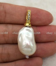 Colar pingente joia genuína 16x18mm concha branca pérola contas barrocas AAA comprar usado  Enviando para Brazil