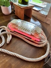 Telefone retrô vintage telefone fixo mesa de parede telefone claro neon vermelho/rosa luz FUNCIONA! comprar usado  Enviando para Brazil