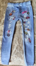 Jeggings The Children's Place azul claro para meninas com designs tamanho P (5/6), usado comprar usado  Enviando para Brazil