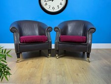 antique leather tub chairs for sale  MORDEN