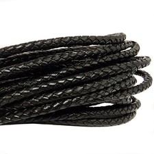 Cavo Cuoio Intrecciato 5 MM ( Da 3,38 €/ M) . Schwarz. Cinturino Pelle. na sprzedaż  Wysyłka do Poland