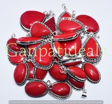¡VENTA! Colgante de piedras preciosas de coral rojo lotes al por mayor de 5 piezas de joyería enchapada en plata 925 segunda mano  Embacar hacia Mexico