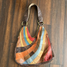 Bolsa de ombro Hippie LUCKY BRAND desleixada satchel hobo patchwork couro/camurça comprar usado  Enviando para Brazil