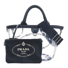 Autêntica bolsa de mão PRADA bolsa de ombro vinil/lona transparente/preta - w1187g comprar usado  Enviando para Brazil