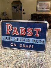 ORIGINAL 1940s PABST FITA AZUL CERVEJA RAYMOND PREÇO PINTURA REVERSA PLACA DE VIDRO comprar usado  Enviando para Brazil