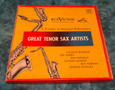 Vintage 45 rpm-"GREAT TENOR SAX ARTISTS" -Coleman Hawkins- BOX SET 3 RECORDS-RCA comprar usado  Enviando para Brazil