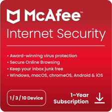 Antivírus McAfee Internet Security 2025 1, 3, 10 dispositivos 1 ou 2 anos 5 min EMAIL comprar usado  Enviando para Brazil