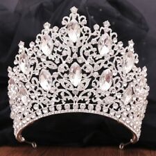 Tiara de banquete de cristal grande corona reina real de alta calidad de lujo joyería para el cabello segunda mano  Embacar hacia Mexico