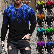 Masculino Feminino Casual Impressão Digital 3D Flame camiseta manga longa tops comprar usado  Enviando para Brazil
