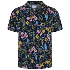 Camisa havaiana masculina ex antiga marinha manga curta férias de verão praia RRP £65 comprar usado  Enviando para Brazil