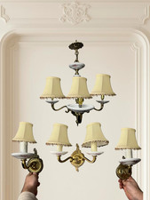 Candelabro vintage estilo Capodimonte latão e cerâmica fina + conjunto de luminária de parede comprar usado Candelabro vintage estilo Capodimonte latão e cerâmica fina + conjunto de luminária de parede comprar usado  Enviando para Brazil