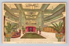 Cartão postal vintage Chicago IL-Illinois, lobby, piso mezanino, interior comprar usado  Enviando para Brazil