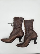 Botas vitorianas antigas sapatos femininos com cadarço sapatos de salto de couro marrom sem tamanho comprar usado  Enviando para Brazil
