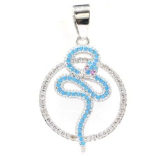 Lindo pingente de prata azul turquesa rosa turmalina CZ presente para meninas comprar usado  Enviando para Brazil