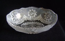 Usado, Tigela de vidro prensado oval antiga 24 cm de largura: design meio fosco C19th comprar usado  Enviando para Brazil