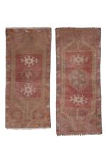 Conjunto de dois tapetes pequenos turcos desgastados, tapete de pia de cozinha 1'5" X 3'4", usado comprar usado  Enviando para Brazil