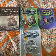 Abeka 4th Grade History, Health, Science Textbook + Gods World Quiz Test comprar usado  Enviando para Brazil