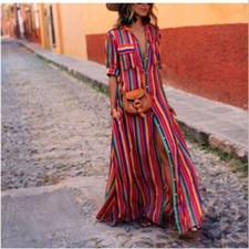 Saia listrada feminina colorida comprimento do chão primavera peito único mulher praia comprar usado  Enviando para Brazil