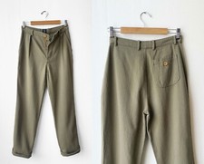 Usado, Calça de trabalho francesa Herringbone verde - Calça perna reta - Macia relaxada usada comprar usado  Enviando para Brazil