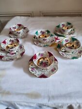 Seis Tazas Y Platillo A Café Moca Porcelana Alemana Decoración Flores Dorado comprar usado  Enviando para Brazil