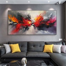 Pinturas abstratas a óleo pintadas à mão sobre tela quadro de arte de parede decoração para casa vermelho comprar usado  Enviando para Brazil
