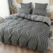 Conjunto completo de capa de edredom para cama de casal Wave listras cinza 2-3 peças comprar usado  Enviando para Brazil
