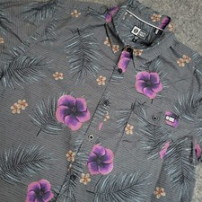 Camisa havaiana masculina Salty Crew XL cinza roxa floral elástica surf costa tropical comprar usado  Enviando para Brazil