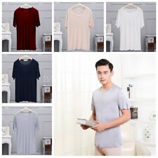 Hombres 100% Seda Morera Camisetas Cuello Redondo Manga Corta Camisas Transpirables Top segunda mano  Embacar hacia Mexico