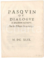 1649 pasquin dialogue usato  Milano