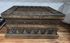 Caixa de joias vintage feita à mão latão incrustado madeira baú vagabundo de madeira estilo arte boho comprar usado  Enviando para Brazil