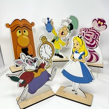 Conjunto de suporte de madeira Alice no País das Maravilhas Cheshire branco coelho chapeleiro louco Y2K vintage comprar usado  Enviando para Brazil