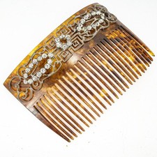 Pente de cabelo vintage década de 1930 art déco acetato chave grega strass falso tartaruga comprar usado  Enviando para Brazil