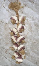 Antiga cerâmica roxa 11 bulbos de alho trançados corda de juta cozinha parede vegetal 25" comprar usado  Enviando para Brazil