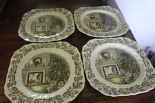 Conjunto de 4 pratos quadrados de salada de sobremesa Johnson Bros England FELIZ NATAL comprar usado  Enviando para Brazil