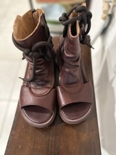 Sandálias de couro plataforma botas femininas peep toe sandálias gladiador marrom comprar usado  Enviando para Brazil