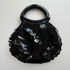 Usado, Bolsa de mão vintage anos 90 preta com miçangas lantejoulas alça superior, festa noturna comprar usado  Enviando para Brazil