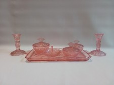 Conjunto de vaidade de vidro rosa Art Deco. (BROCKWITZ) comprar usado  Enviando para Brazil