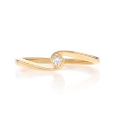 Oro Amarillo Diamante Solitario Tipo Bypass Anillo - 14k Simple Corte Compromiso comprar usado  Enviando para Brazil