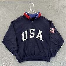 Moletom Polo Ralph Lauren Vintage Masculino Grande Azul EUA 90s Quarto Zíper Com Capuz, usado comprar usado  Enviando para Brazil