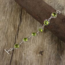 Pulseira feminina de corrente de prata esterlina 925 joias preciosas peridoto natural, usado comprar usado  Enviando para Brazil